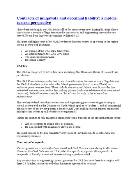 decennial liability uae|Contracts of muqawala and decennial liability: a middle eastern .